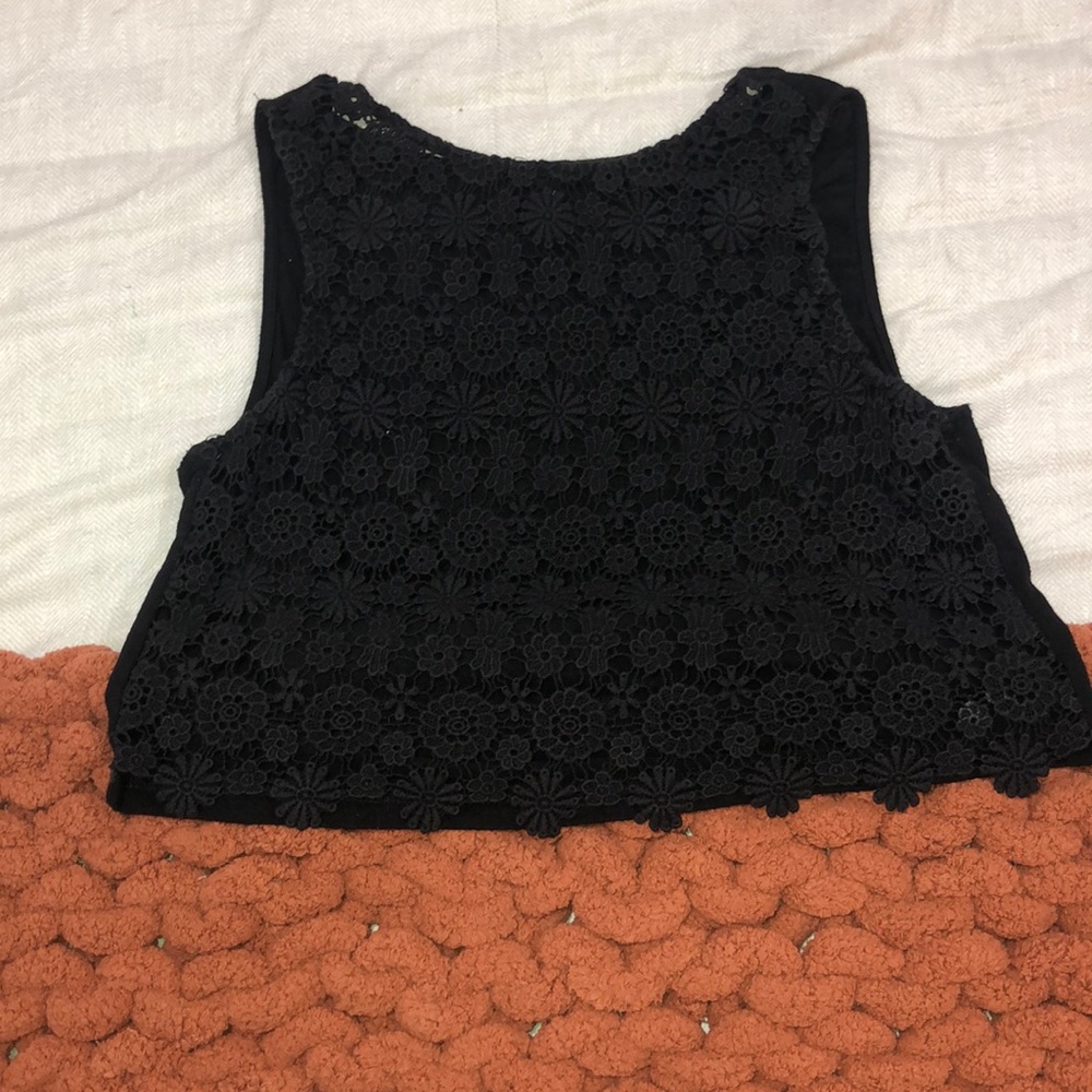 Black Crotchet Crop Top